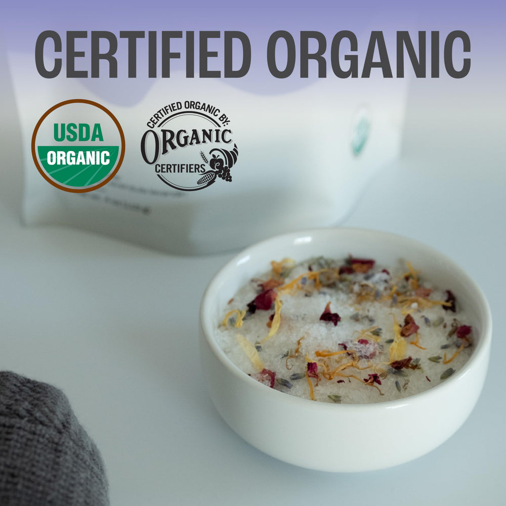 J MAC BOTANICALS open bag with buds spilling to show quantity and reseal benefit