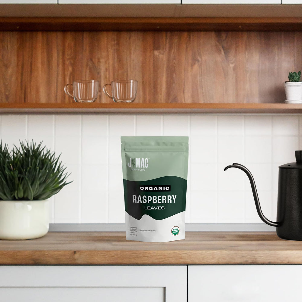 J MAC BOTANICALS bag in a kitchen lifestyle scene suggesting everyday use
