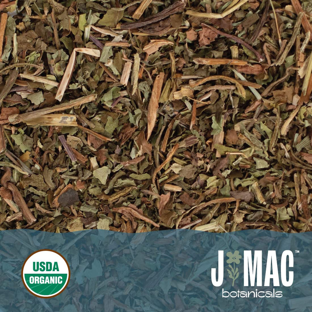 J Mac Botanicals pouch next to a kitchen scale illustrating the 4 oz quantity and portion size