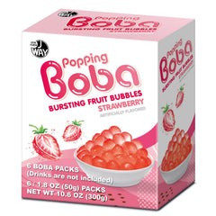J WAY front packaging showing strawberry popping boba and brand