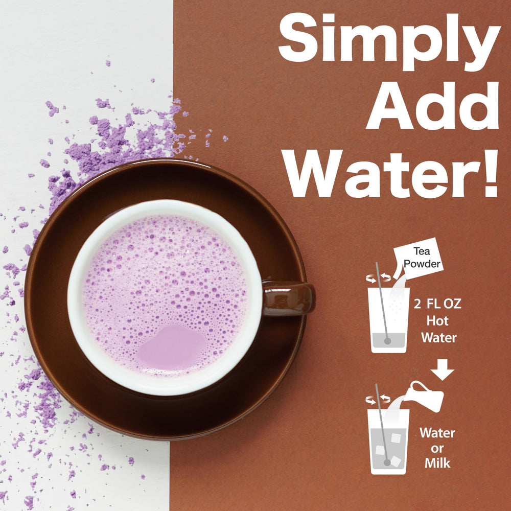 J WAY close-up of taro powder texture, showing fine mixability and smooth blend