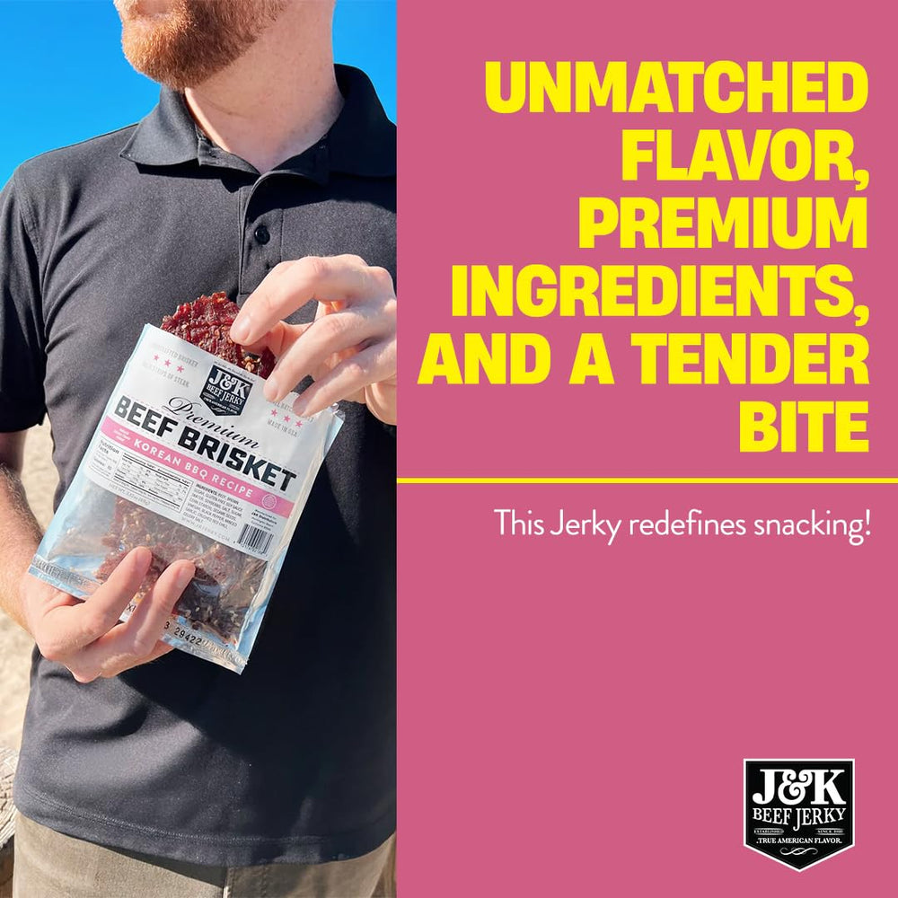 J&K Beef Jerky ingredients and label close-up showing gluten-free and ingredient clarity