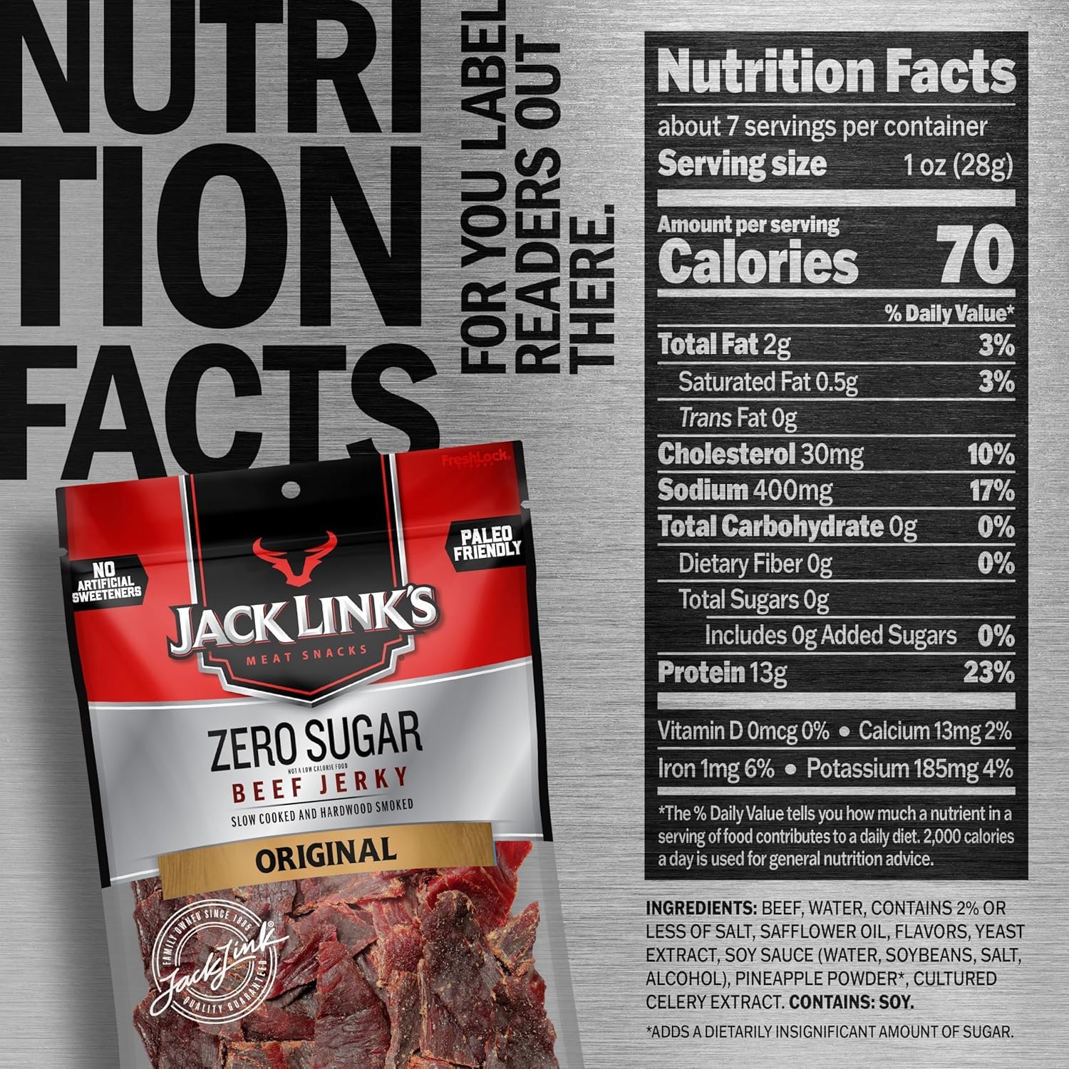 Jack Link's open bag with jerky pieces visible for immediate snacking benefit