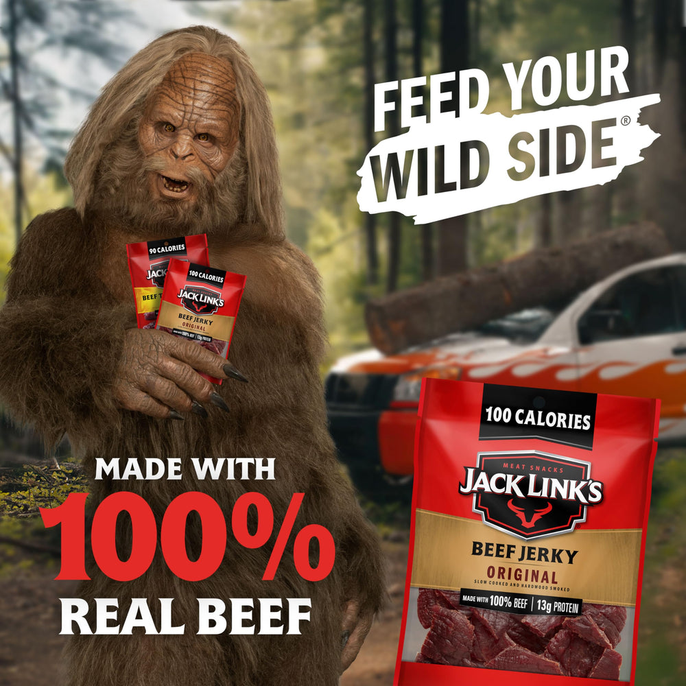 jack link's close-up of Original jerky texture highlighting hearty chew