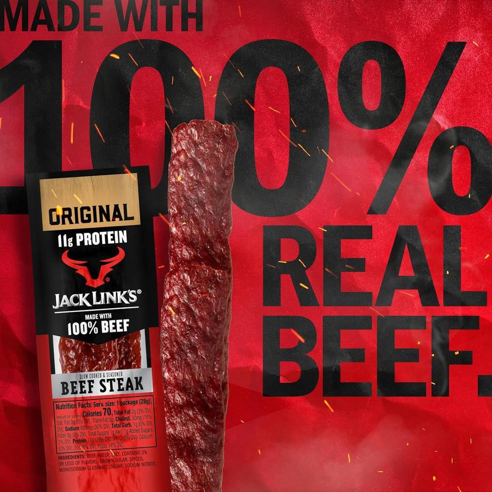 Close-up of Jack Link's steak texture highlighting tender, slow-smoked beef flavor