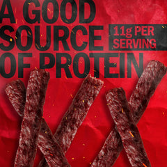 Jack Link's individually wrapped steak bar opened to show portability and freshness