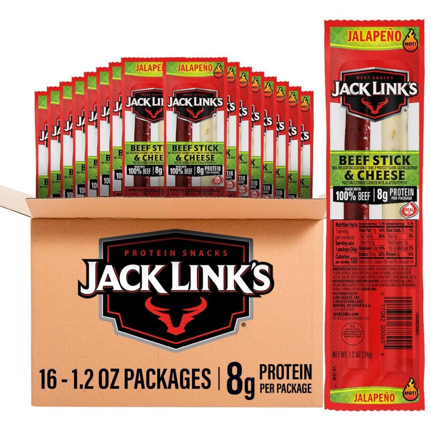 Jack Link's front packaging showing combo pack and protein benefit