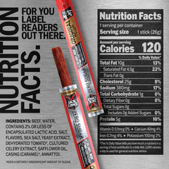 Jack Link's individually wrapped beef stick demonstrating portable convenience