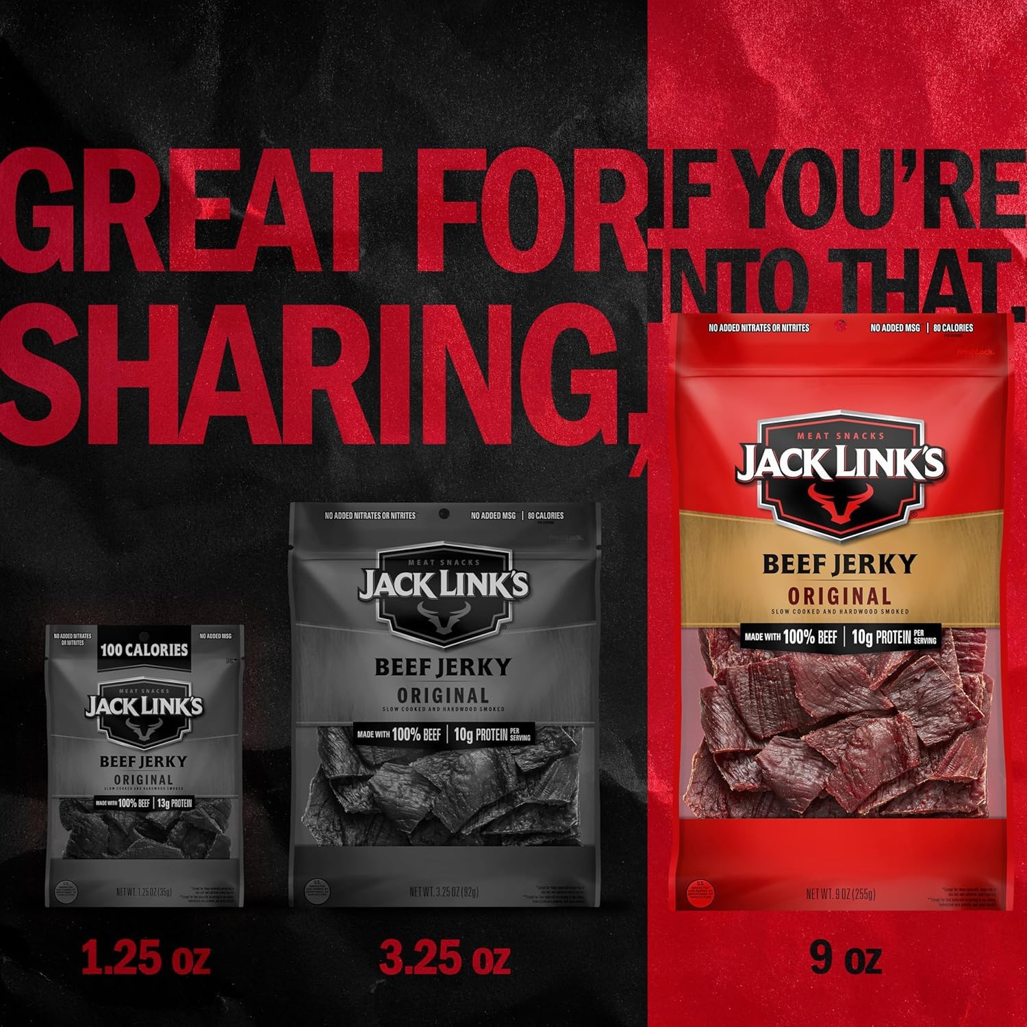 Jack Link's nutrition label view highlighting 10g protein per serving