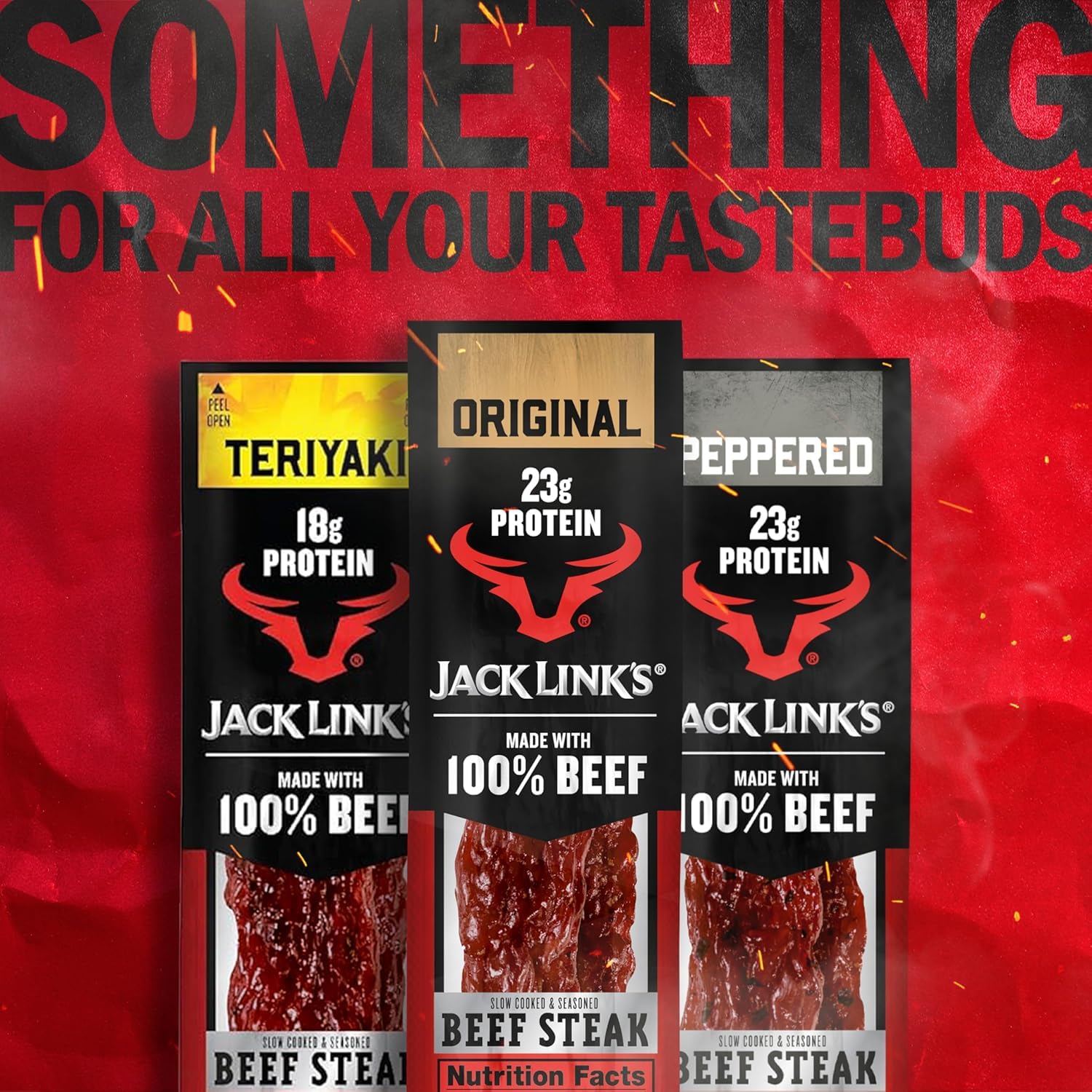 Jack Link's steak tucked into a backpack offering ready protein on the go