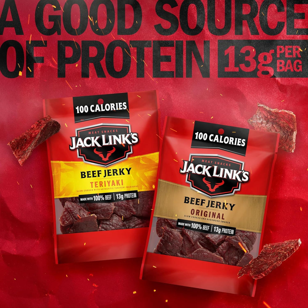Jack Link's open bag with strips visible for quick portable protein benefit