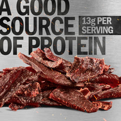 Jack Link's jerky served on a wooden board for convenient protein pairing