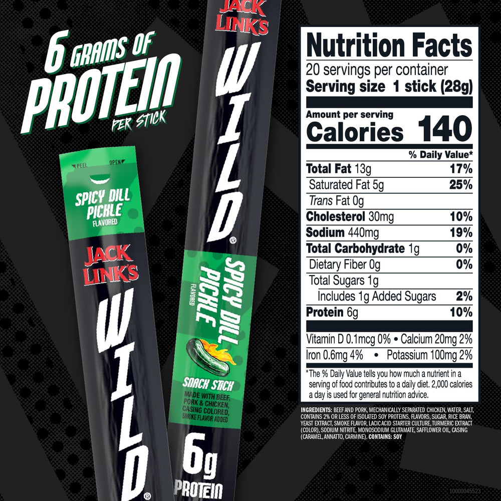 Jack Link's unwrapped single meat stick displaying texture and ready-to-eat convenience