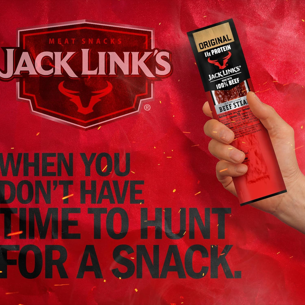 Jack Link's beef steak tucked into a backpack pocket for quick on-the-go protein
