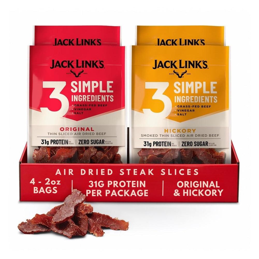 Jack Link's front packaging showing multipack and resealable bags for convenience