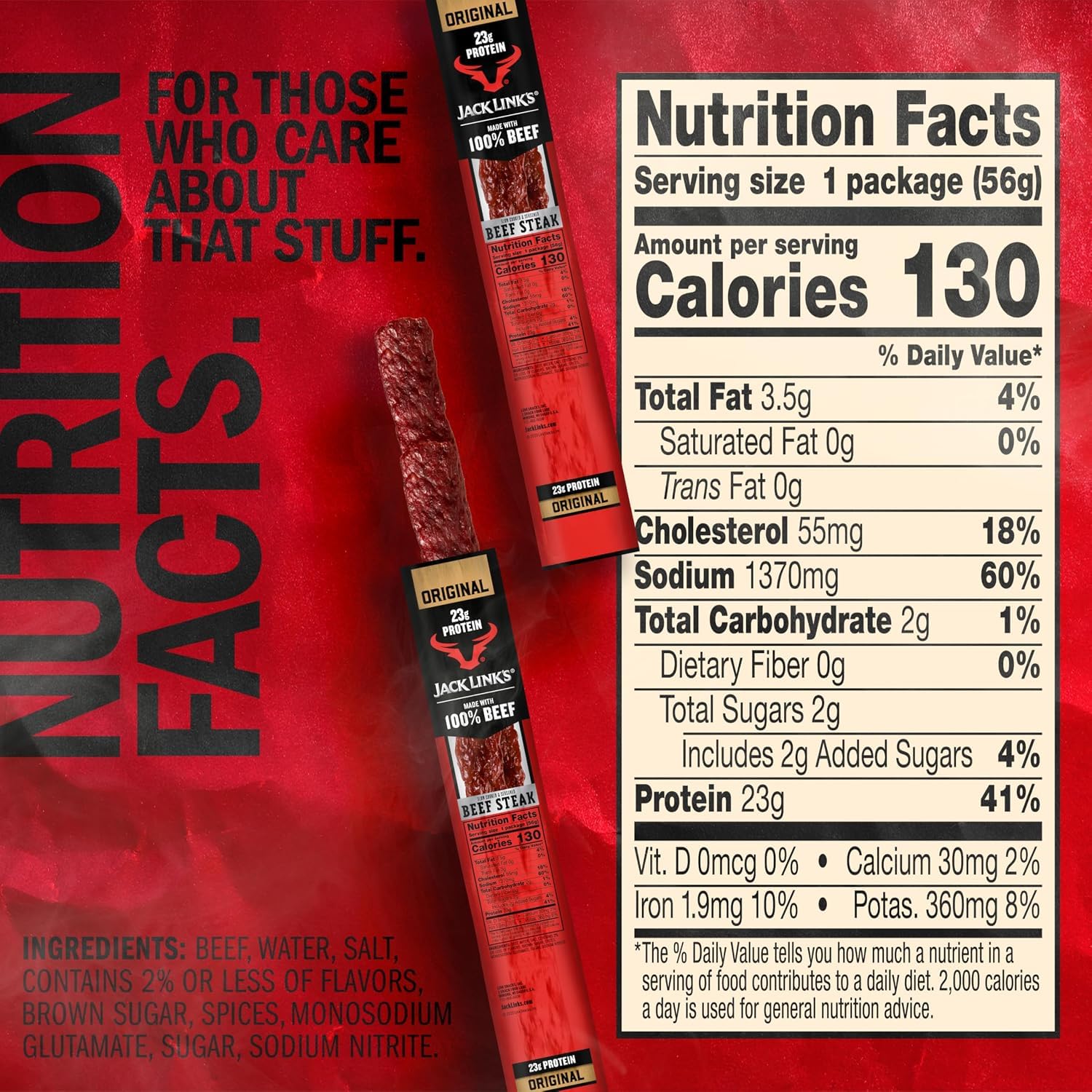 Jack Link's steaks stacked to show portion size and hearty protein