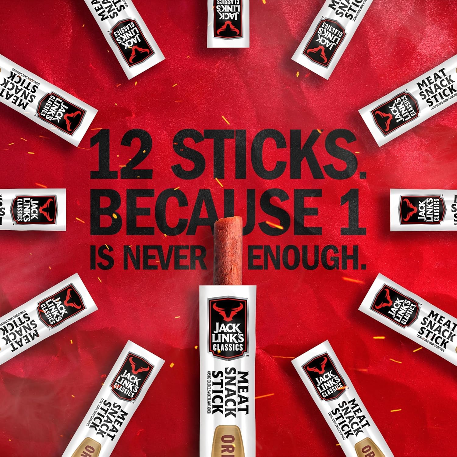 Jack Link's sticks on camping gear illustrating durable smoky snack on trail
