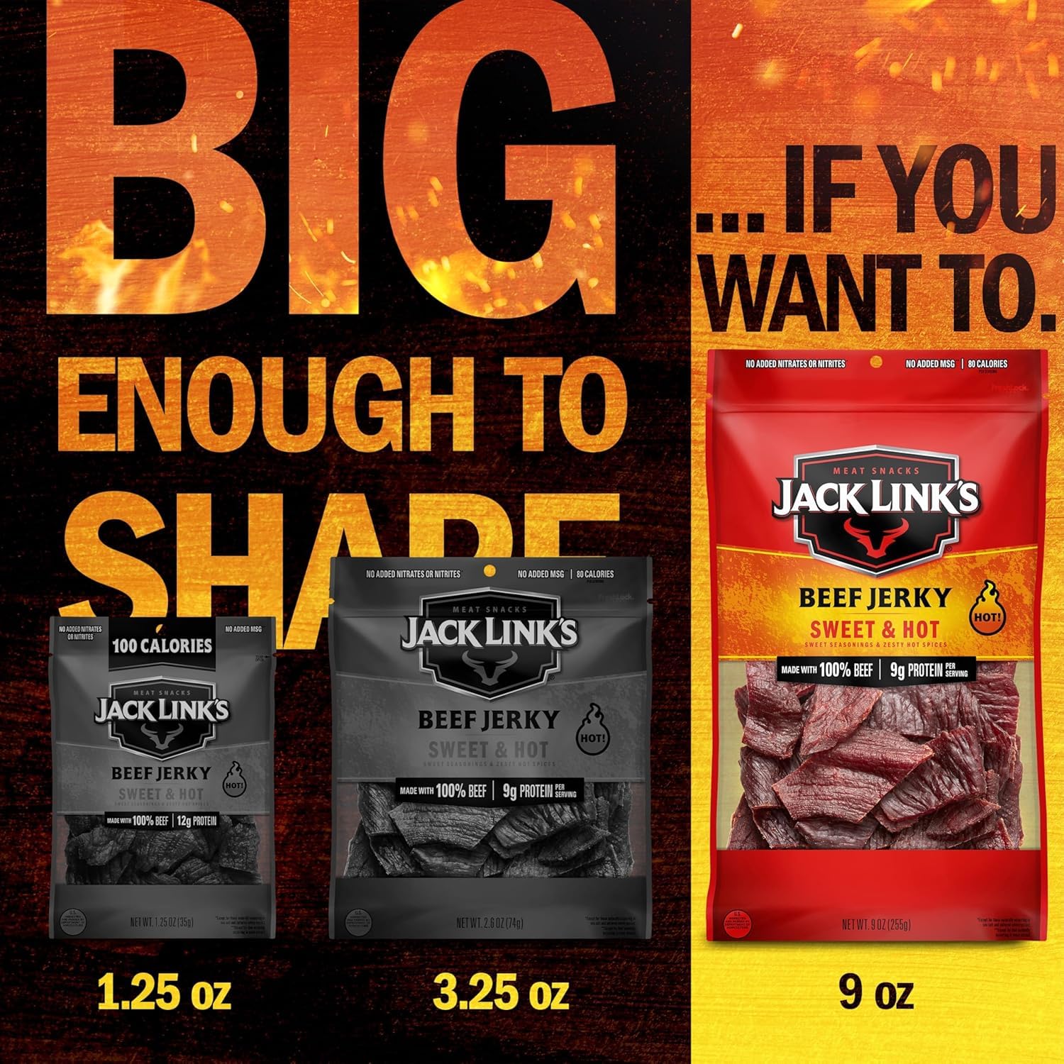 Jack Link's bags on pantry shelf emphasizing shelf-stable storage benefit