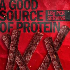 Jack Link's opened pouch with teriyaki steak visible, ready-to-eat convenience