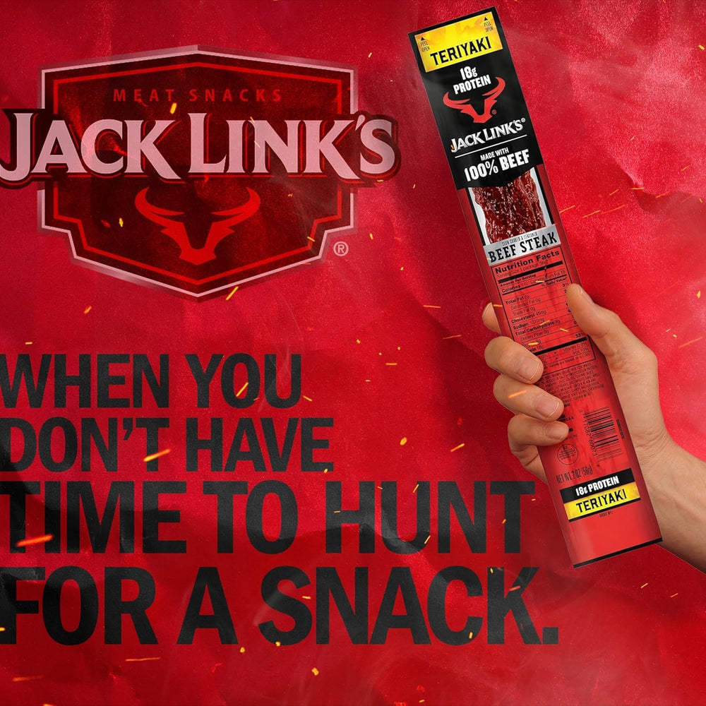 Jack Link's steak held in hand for scale, showing convenient 2 oz portion