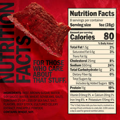 Close-up of Jack Link's teriyaki beef strips showing tender texture and flavor