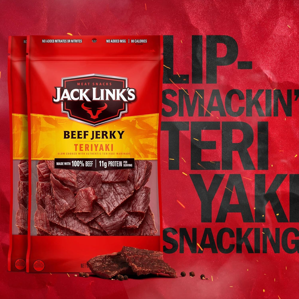 Jack Link's bags tucked inside a backpack showing portability for travel and outdoors