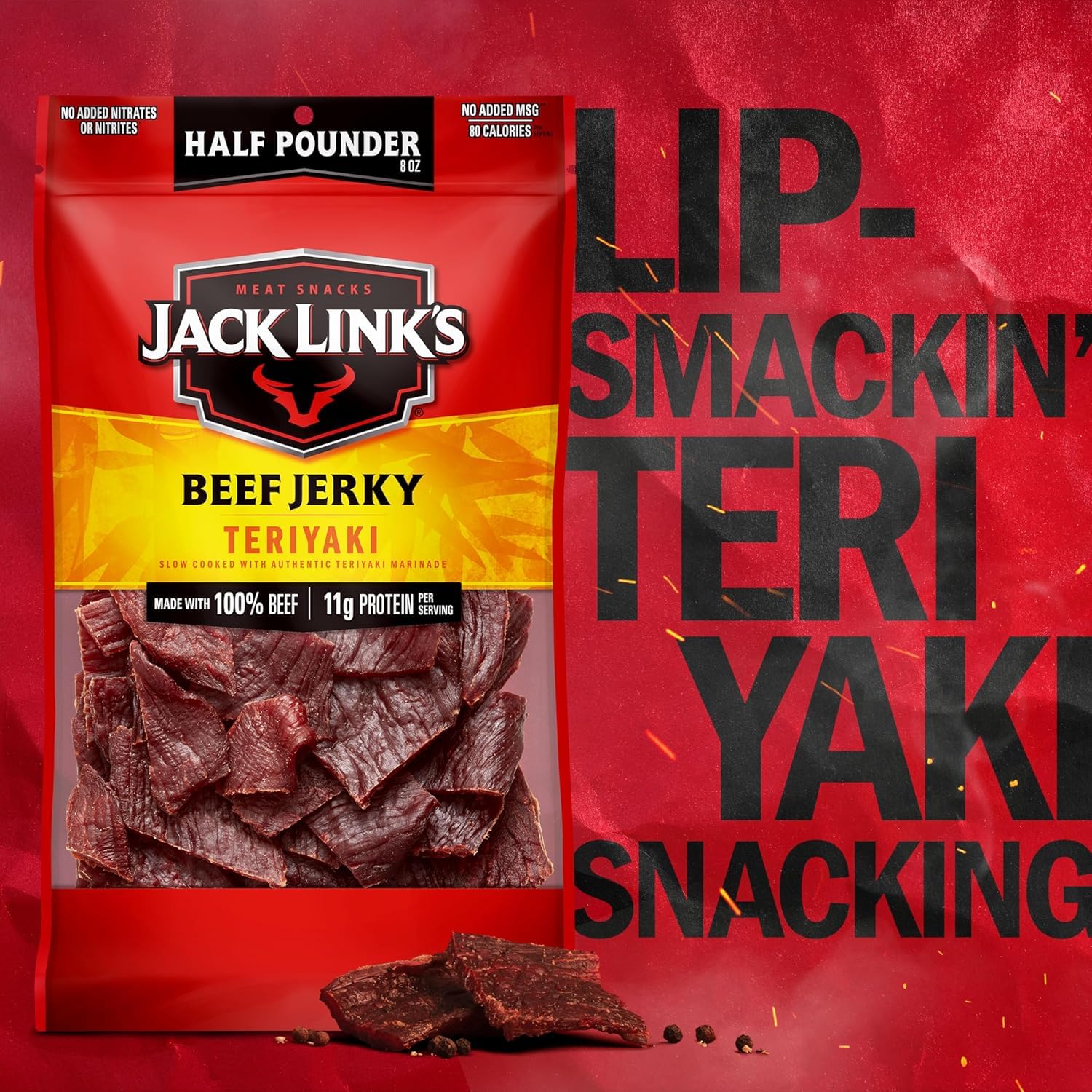 Jack Link's product label and nutrition panel highlighting protein content