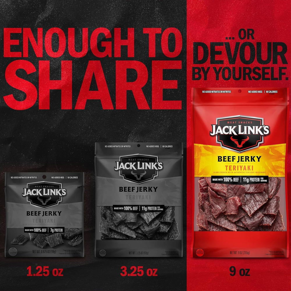 Jack Link's portion shown next to a hand indicating serving size and protein punch
