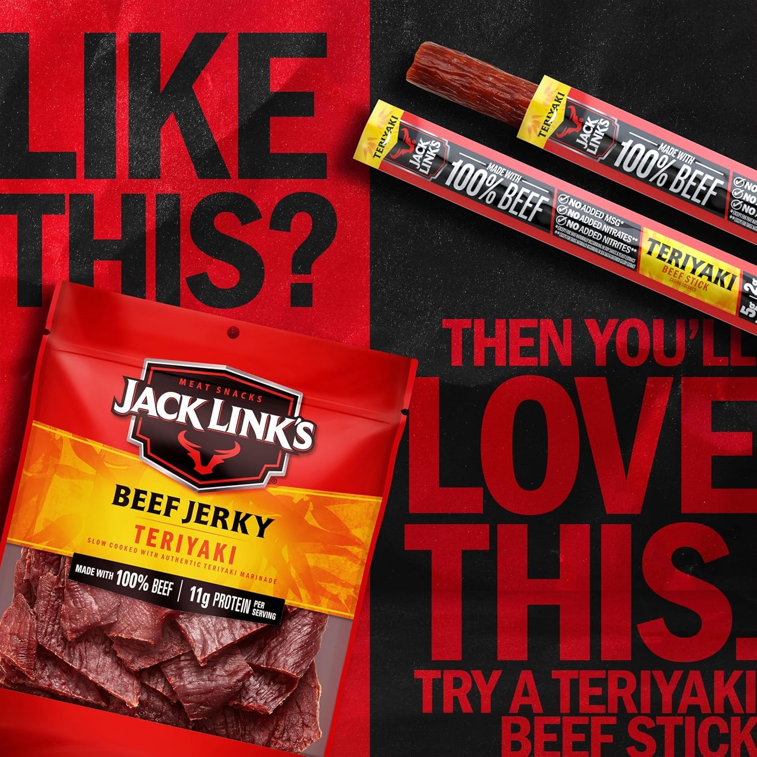 Flatlay of Jack Link's jerky with spices showing teriyaki ingredients and aroma