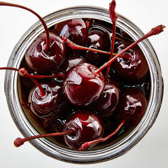 Close-up of Jack Rudy cherry texture and syrup, demonstrating rich fruit quality