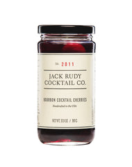 Jack Rudy jar front label showing product and premium look, enhancing bar presentation