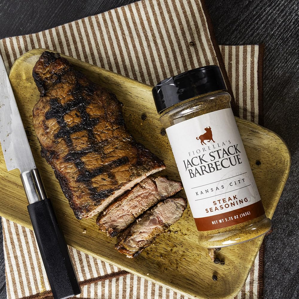 Fiorella's Jack Stack Barbecue jars on kitchen counter implying everyday cooking convenience