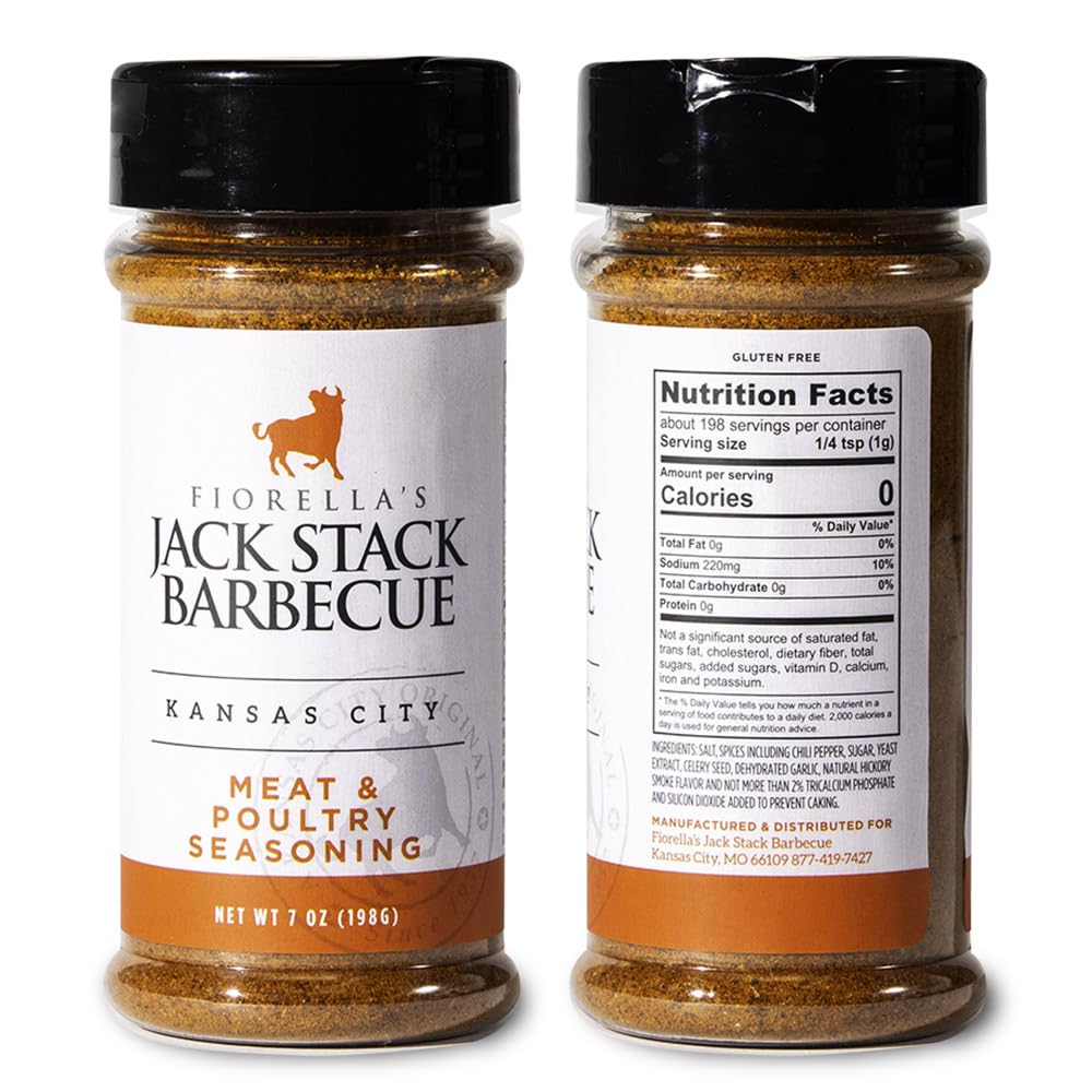 Fiorella's Jack Stack Barbecue meat & poultry label detail showing ingredients and trust