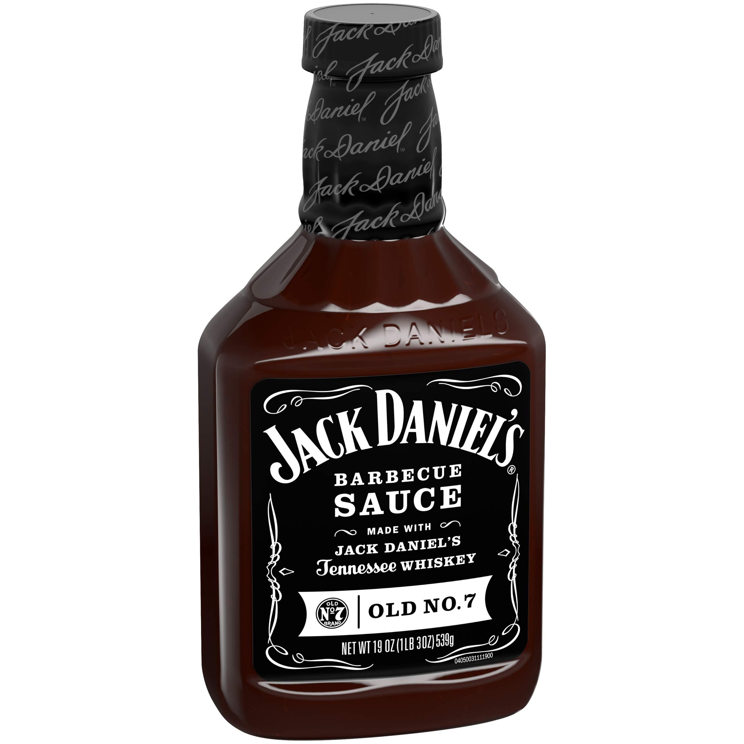 Jack Daniel's bottle next to a measuring cup showing 19 oz scale for portioning