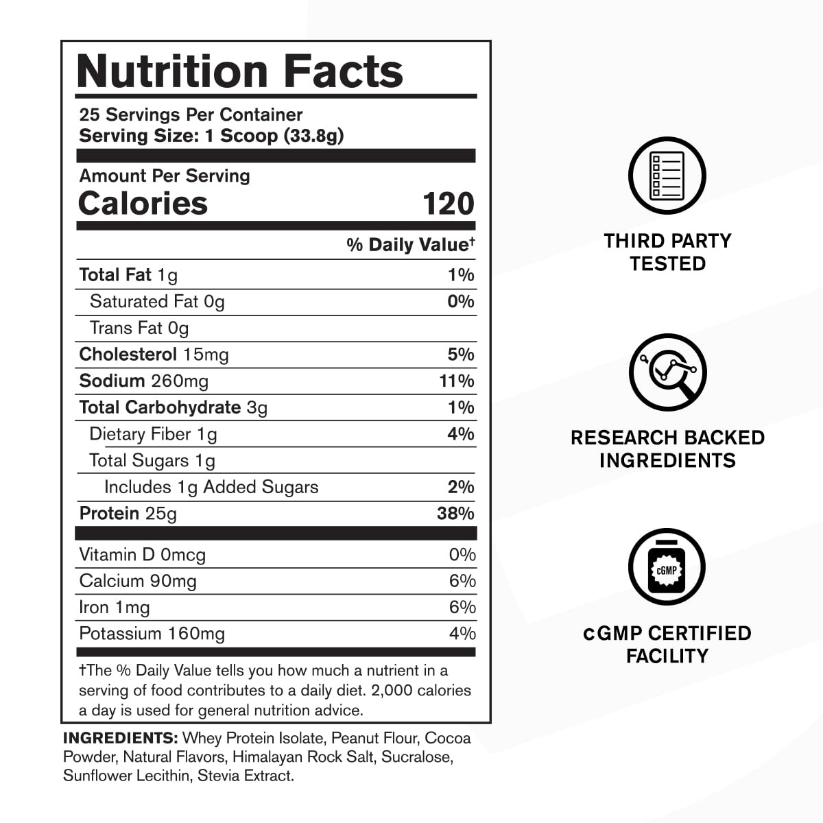 Jacked Factory nutrition and ingredient panel emphasizing purity
