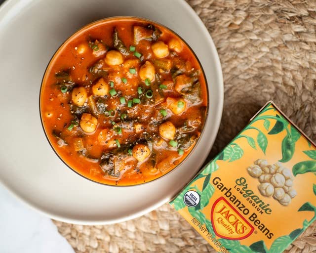 Kitchen scene with Jack's Organic chickpeas used in weeknight meal prep