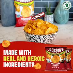 Jackson's open bag spilling chips demonstrating fresh, golden color