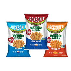 Jackson's front packaging showing three flavor bags and bold branding for quick recognition