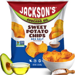Jackson's front packaging showing labeled flavor and convenient 1.5oz bag benefit