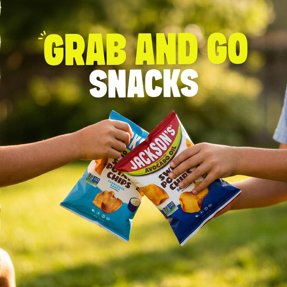 Jackson's Honest chip close‑up highlighting crunchy texture and lightness