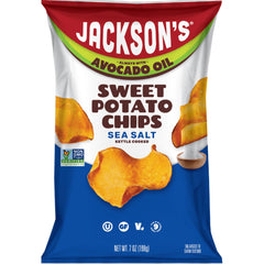 Jackson's Honest front packaging showing sea salt flavor and clear branding benefit: recognizable snack