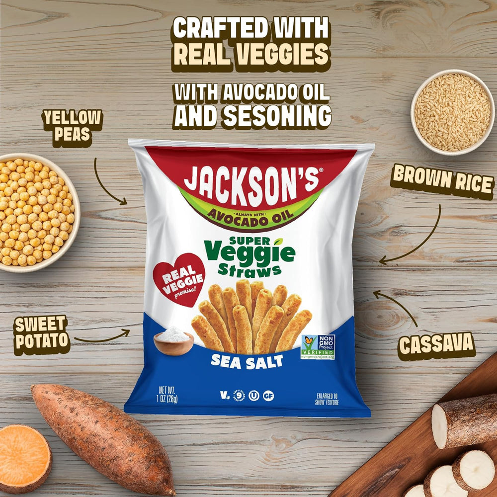 Jackson's straws packed in a lunchbox beside fruit demonstrating family-friendly convenience