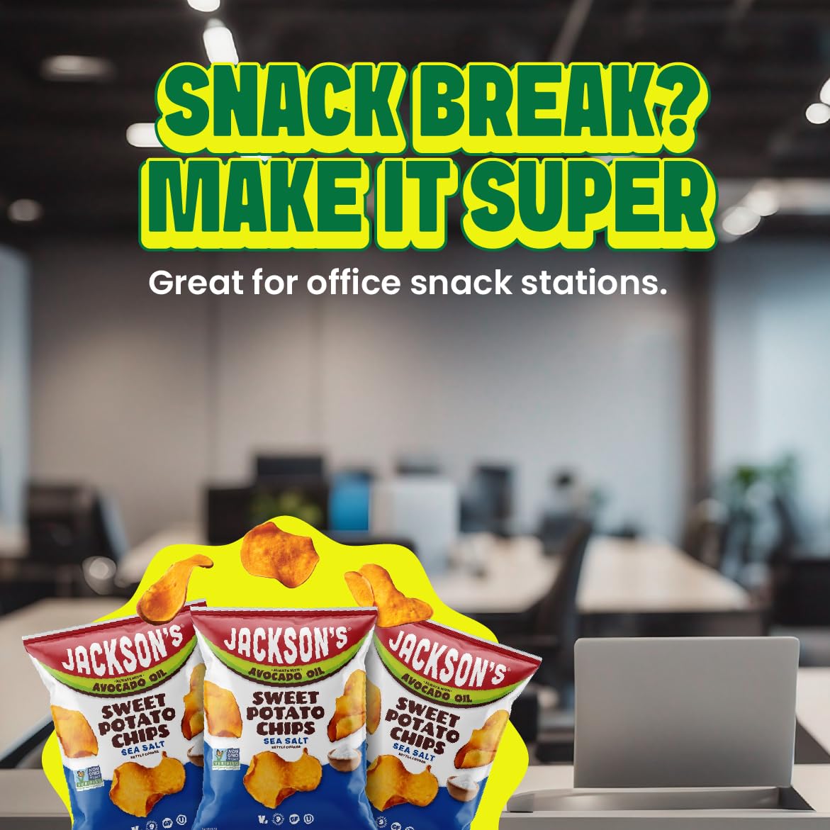 Jackson's single-serve bag open with chips visible for grab-and-go convenience