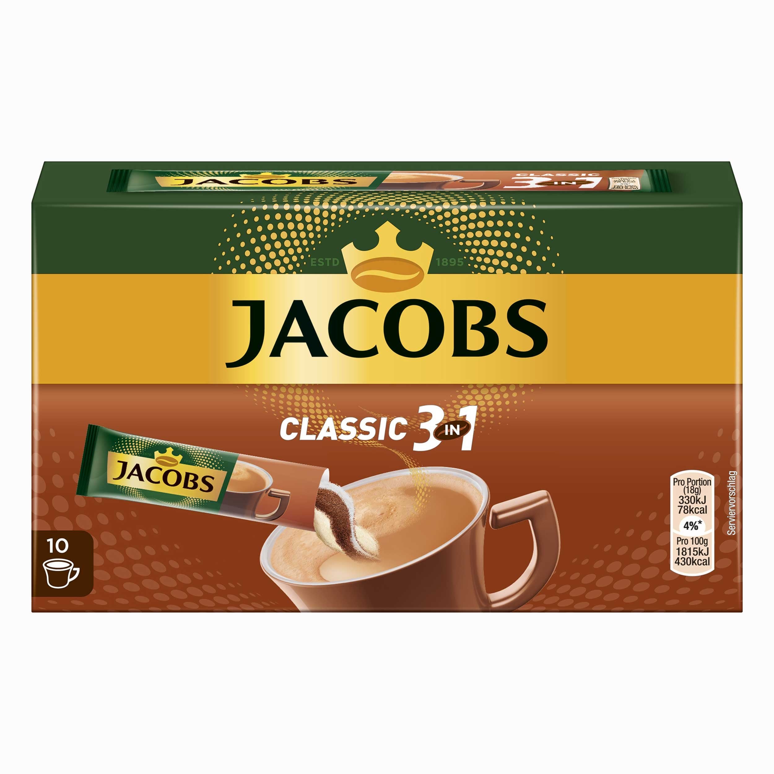 Open Jacobs 3in1 stick with visible powder texture demonstrating instant mix consistency