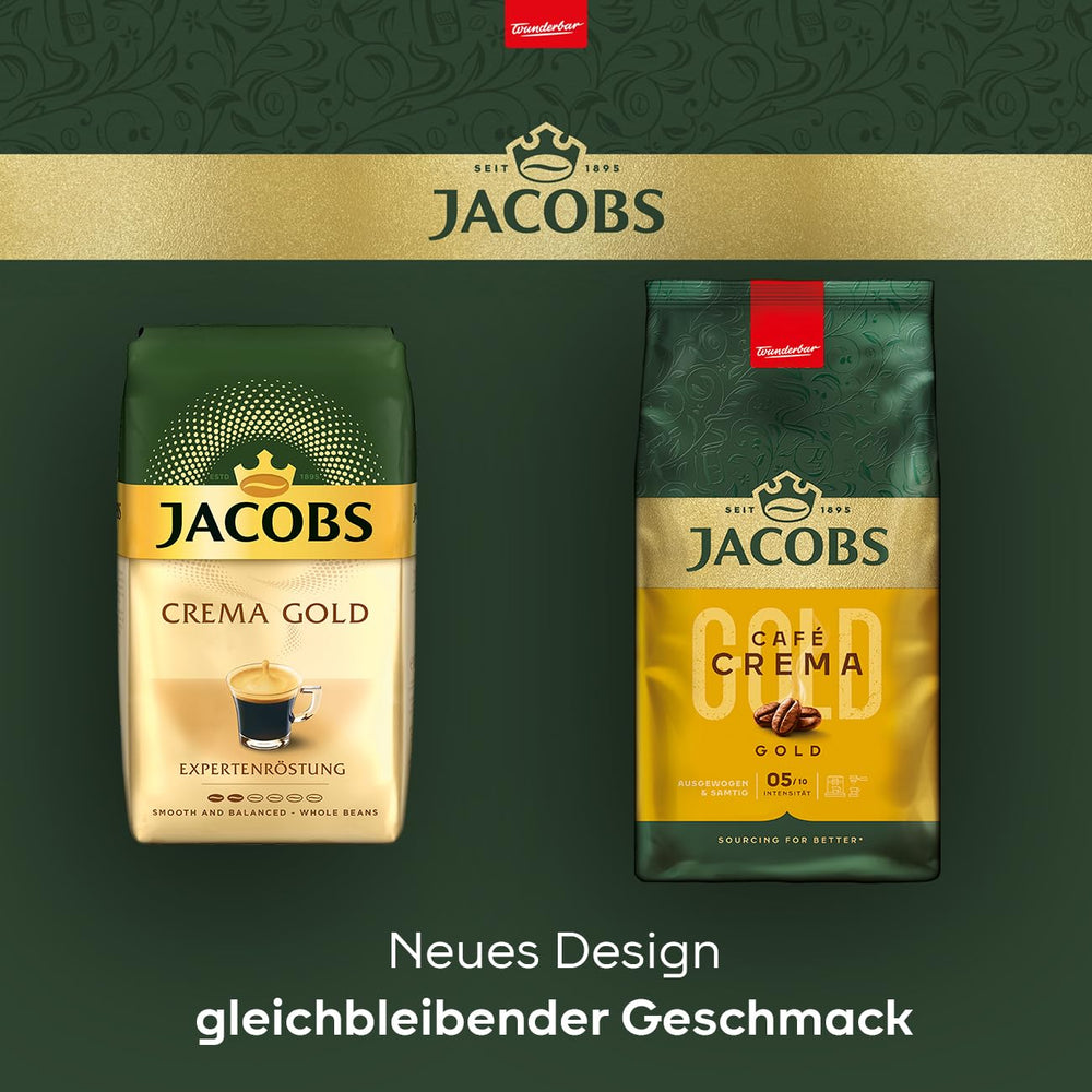 Jacobs Crema whole bean closeup highlighting texture and aroma preservation benefit