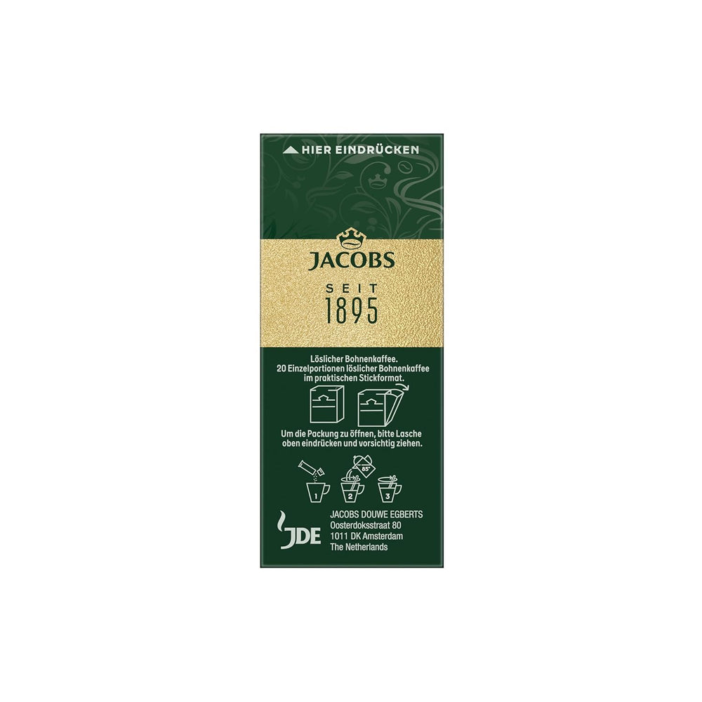 Jacobs single stick beside a teaspoon to show portion size and mess-free use