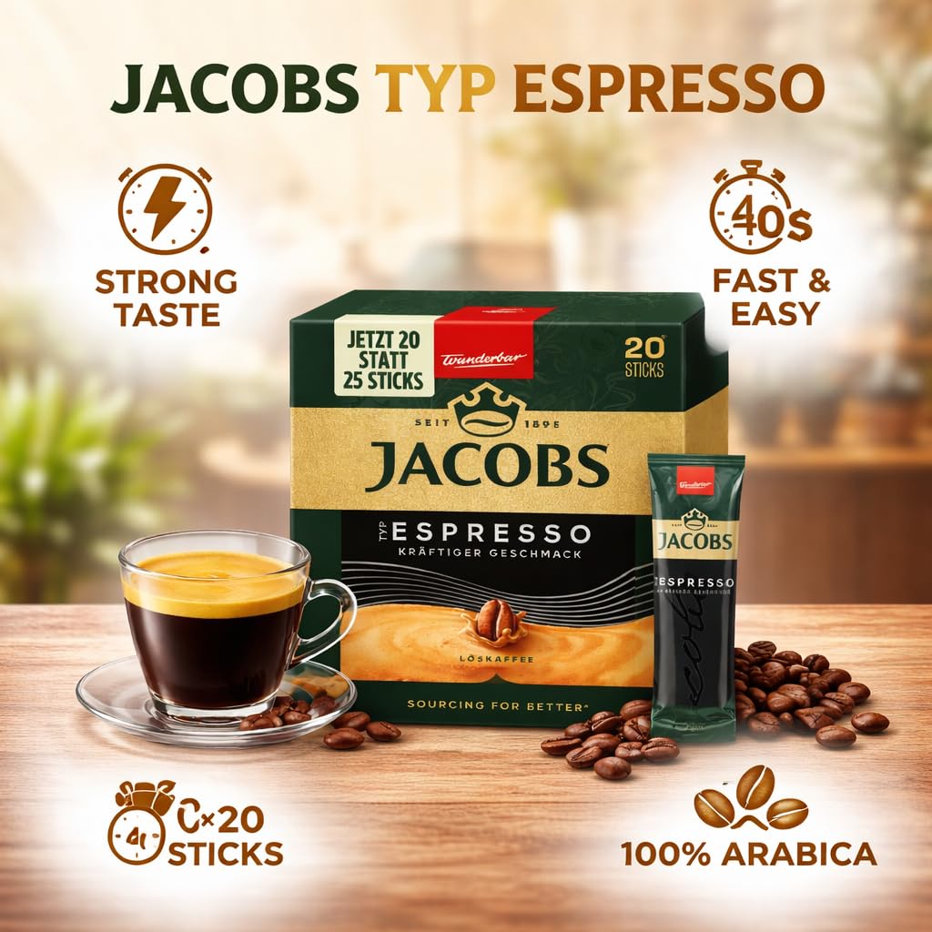 Jacobs close-up of instant coffee powder highlighting rich espresso-like texture