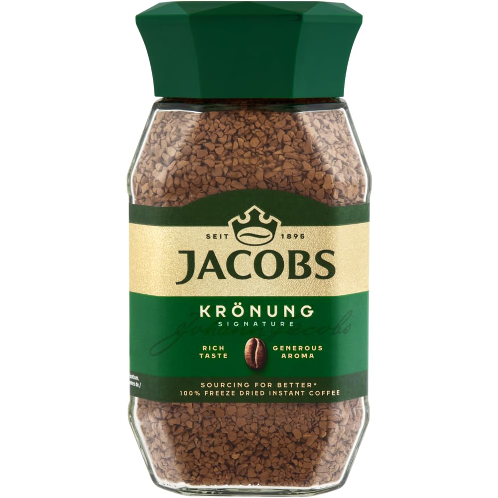 Jacobs jar front view showing 200g packaging and clear branding, convenient storage benefit