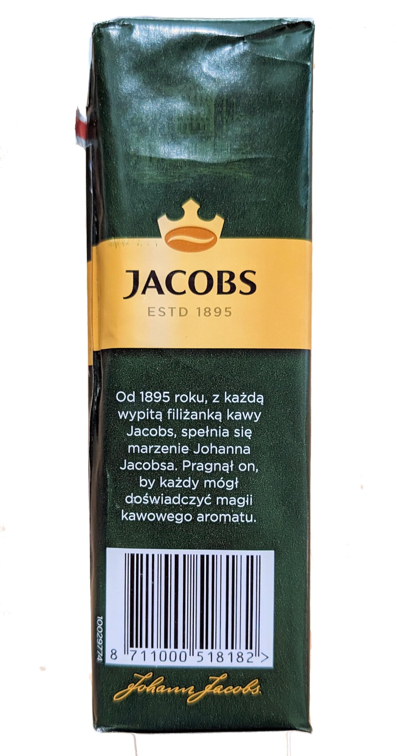 Jacobs Kronung Decaf brewed cup steaming to highlight smooth decaffeinated flavor
