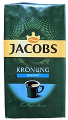 Jacobs Kronung Decaf close-up of ground coffee texture for consistent brewing